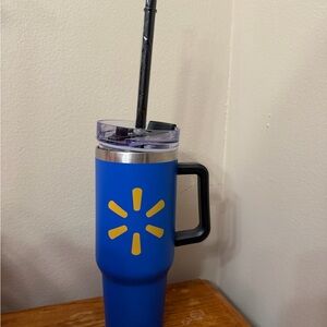 40oz Walmart Blue Tumbler with Handle and Straw